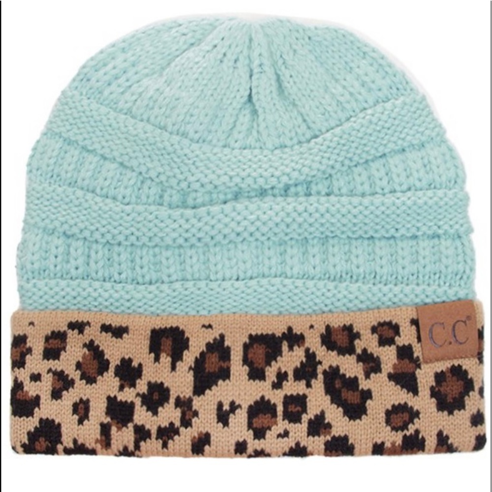 Authentic C.C Exclusives Animal Print Cuff Knit Beanie Hat NWT in Pkg